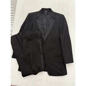 After Six Wool Tuxedo 42R Black Notch Collar Formal Suit 2P 34x29 Made in USA